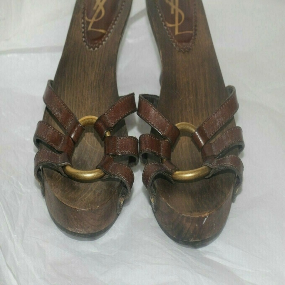 women's Yves Saint Laurent Wooden Sandals Italy 36 - Picture 3 of 8